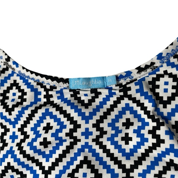 J McLaughlin Catalina Cloth Dress Womens Medium Sleeveless Midi Geo Print Blue - Picture 5 of 5